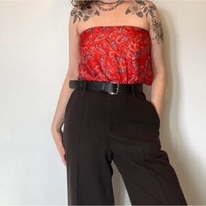 Red paisley upcycled bandeau top